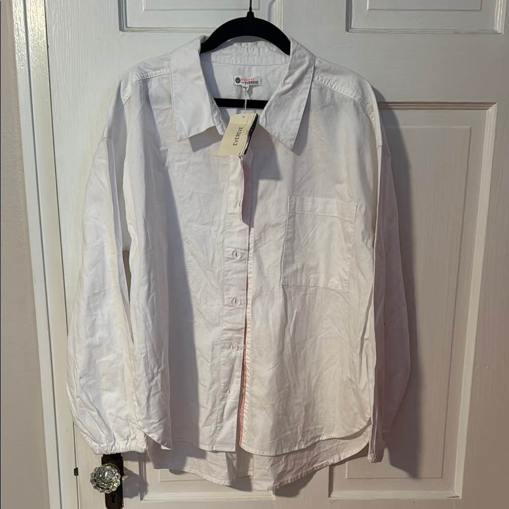 Sundry for Evereve NWT Saturday Poplin Oversized Button up White Shirt